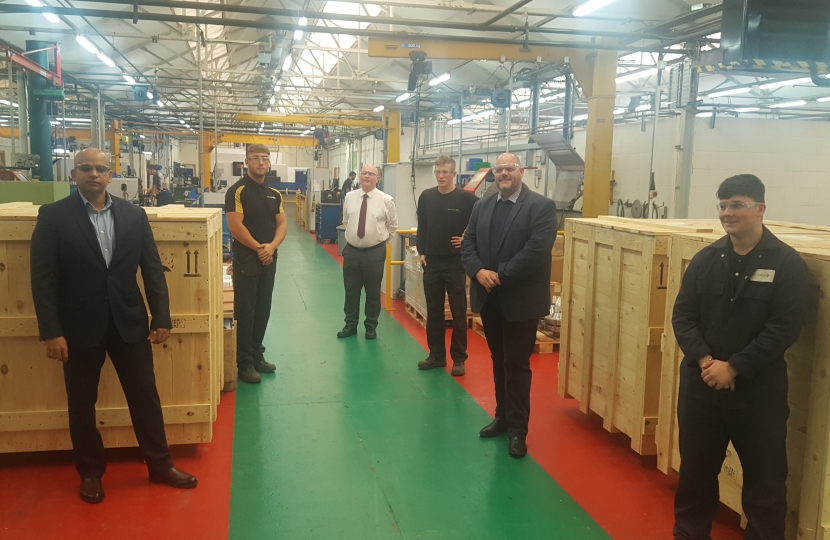 Mark Jenkinson visiting staff and apprentices at local manufacturing company  McMenon Engineering Services 